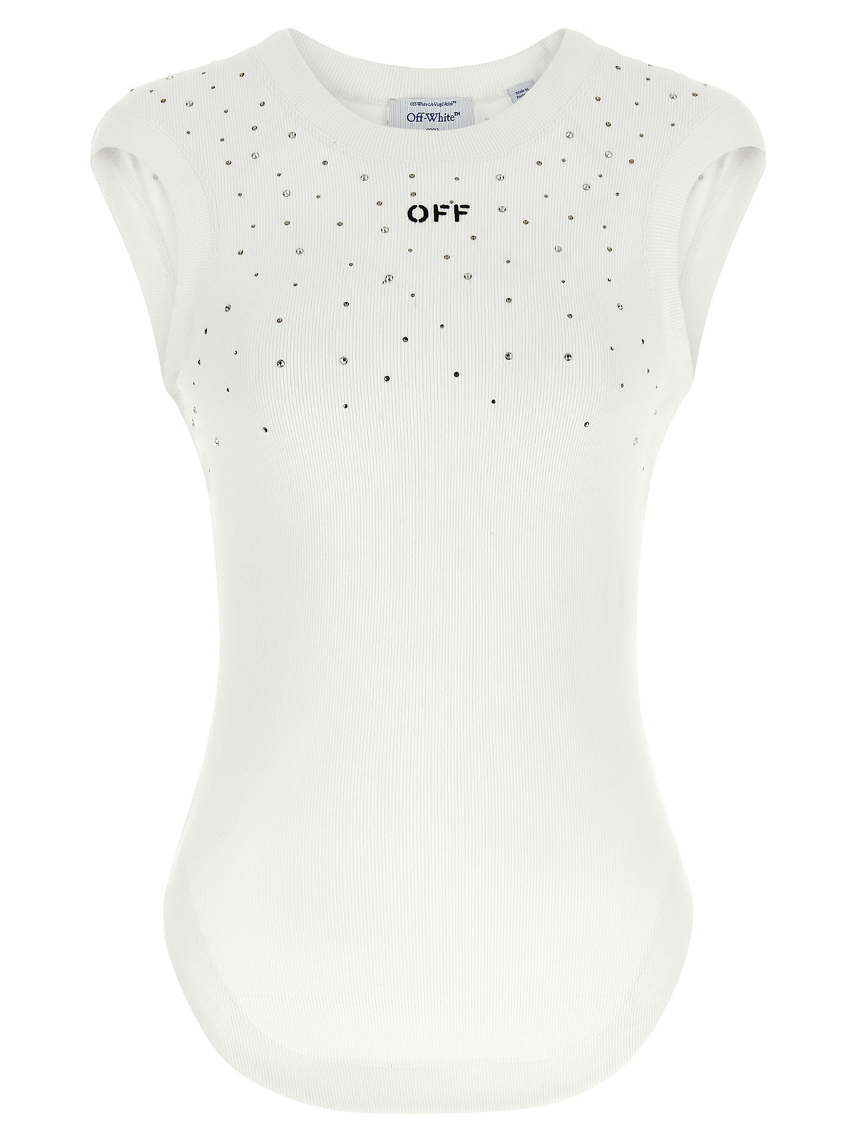 White Viscose Sleeveles T-Shirt