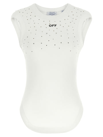 White Viscose Sleeveles T-Shirt