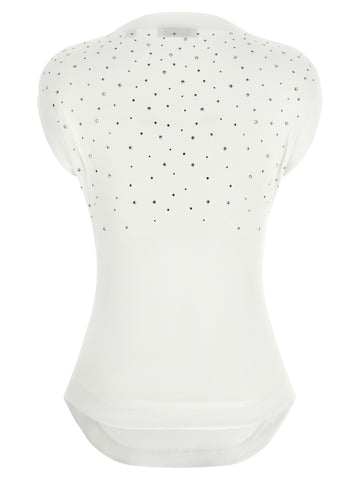 White Viscose Sleeveles T-Shirt
