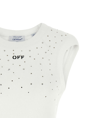 White Viscose Sleeveles T-Shirt