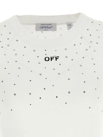 White Viscose Sleeveles T-Shirt