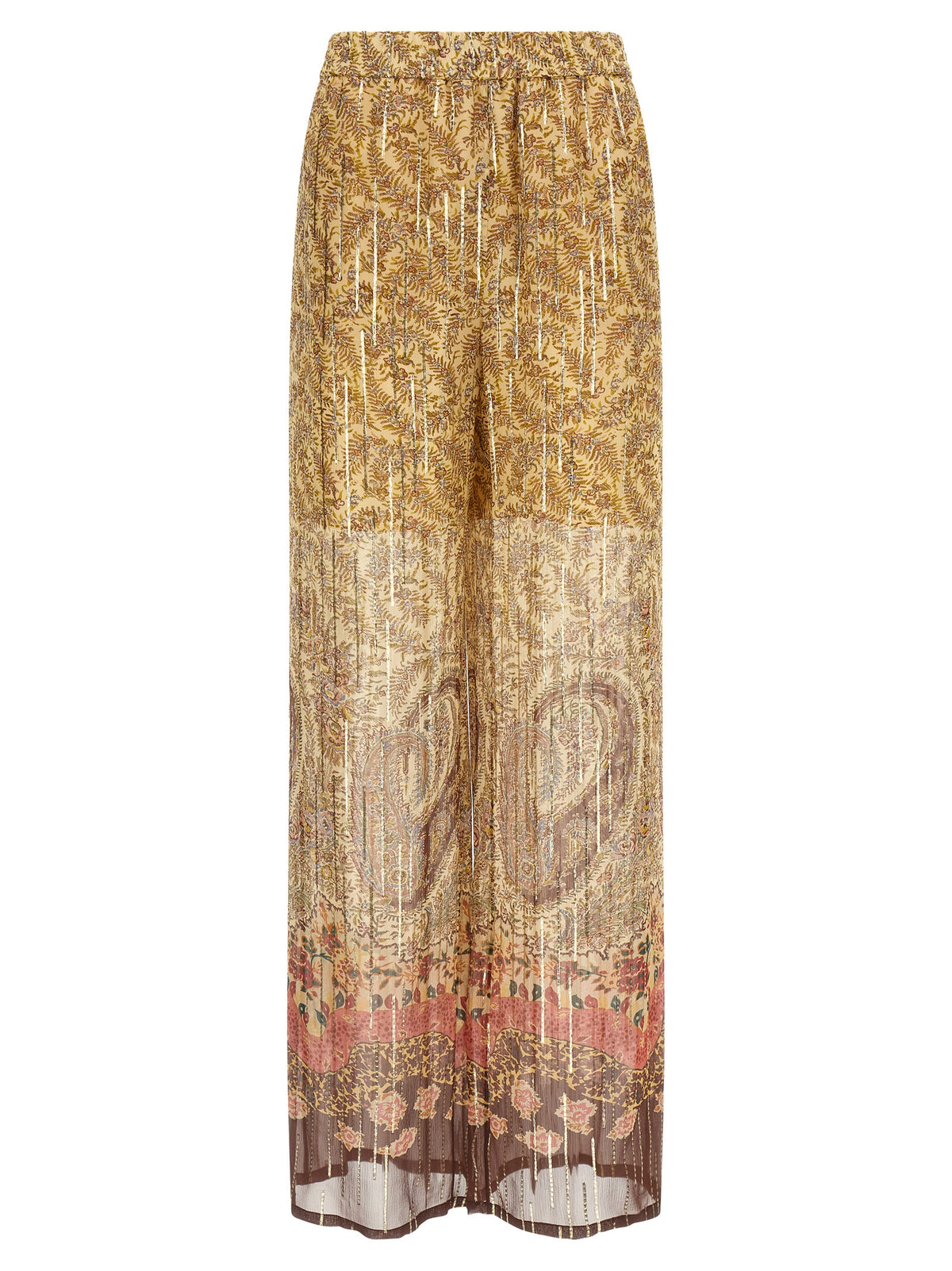 Multicolor Silk Casual Pants