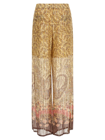 Multicolor Silk Casual Pants