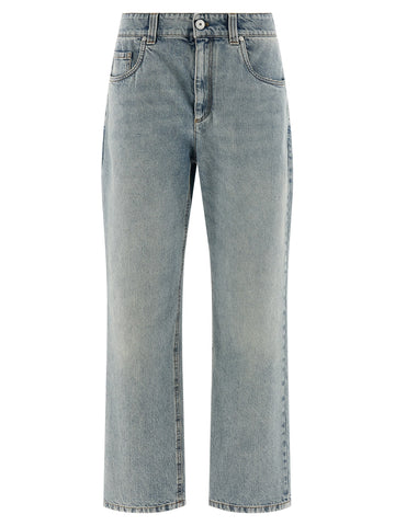 Blue Cotton Straight-Leg Jeans