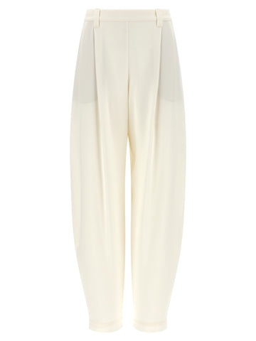 Beige Viscose Casual Pants