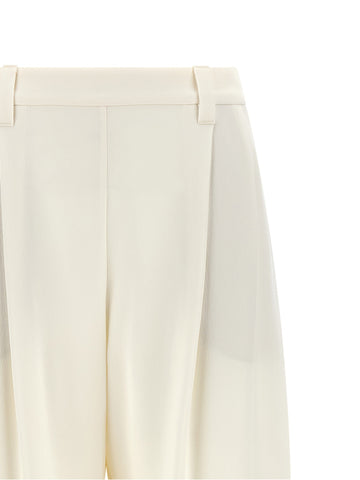 Beige Viscose Casual Pants