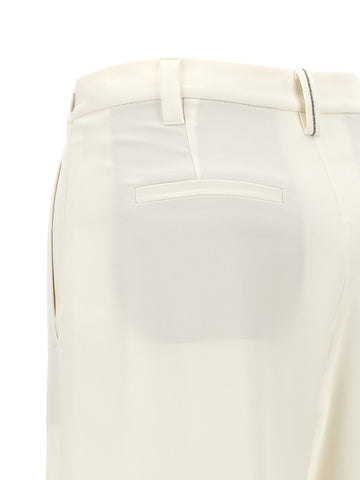 Beige Viscose Casual Pants