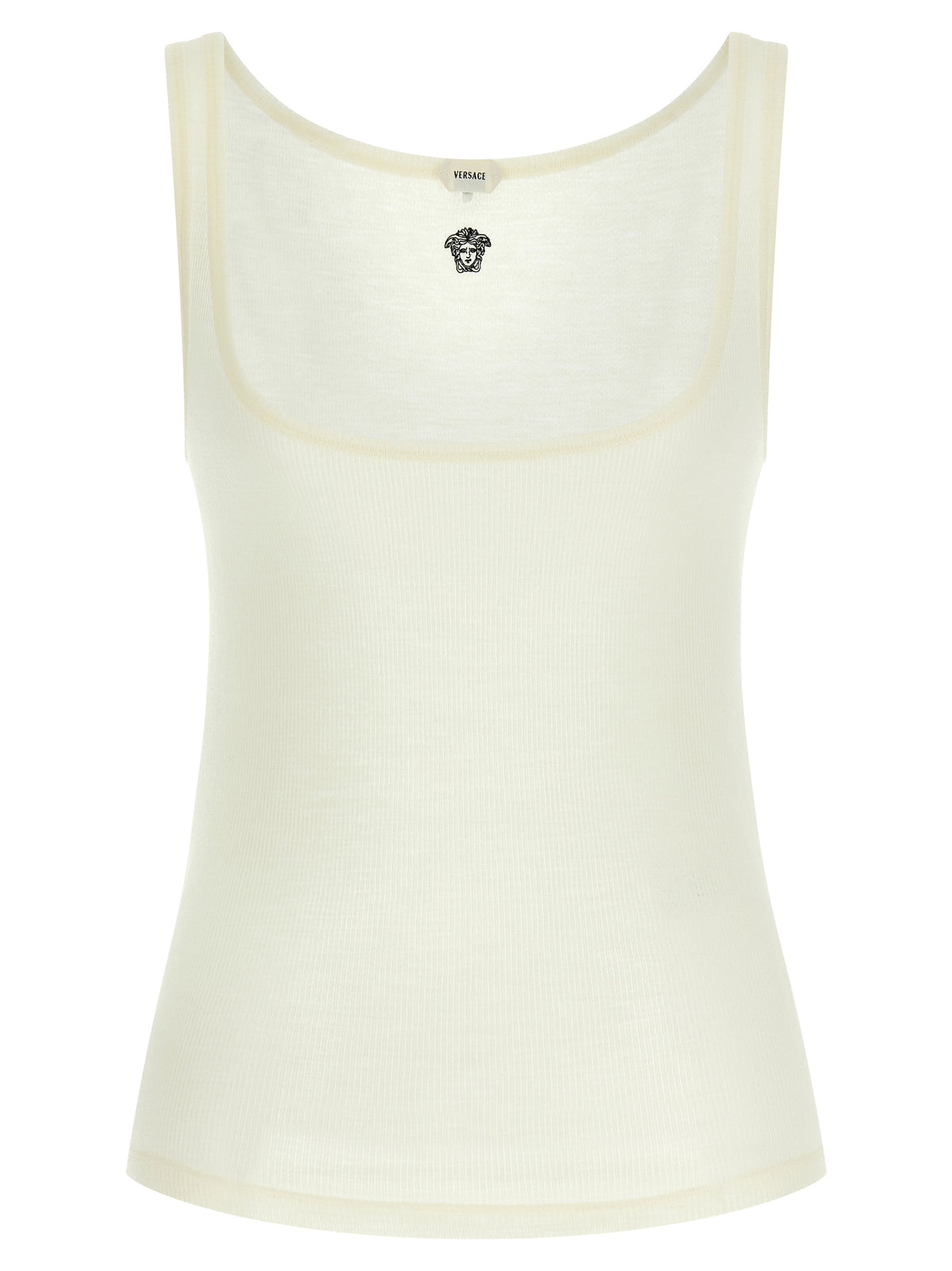 White Virgin Wool Sleeveles T-Shirt