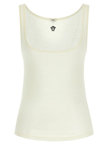 White Virgin Wool Sleeveles T-Shirt