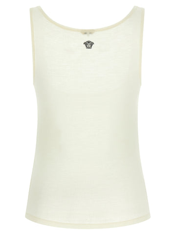 White Virgin Wool Sleeveles T-Shirt