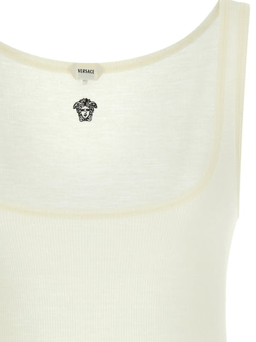 White Virgin Wool Sleeveles T-Shirt