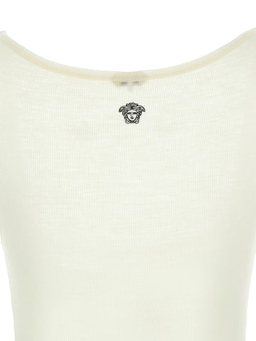 White Virgin Wool Sleeveles T-Shirt