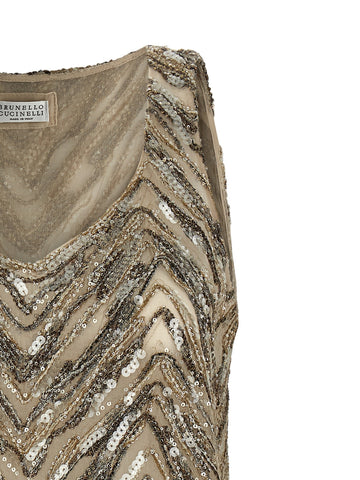 Beige Silk Tank Tops