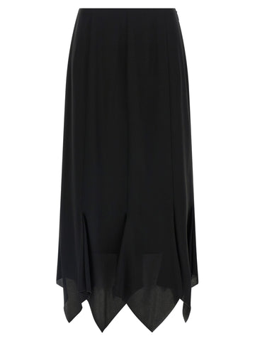 Black Silk Midi Skirt