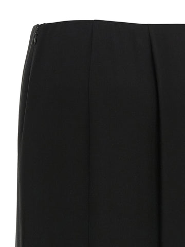 Black Silk Midi Skirt