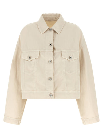 Beige Cotton Denim Jacket