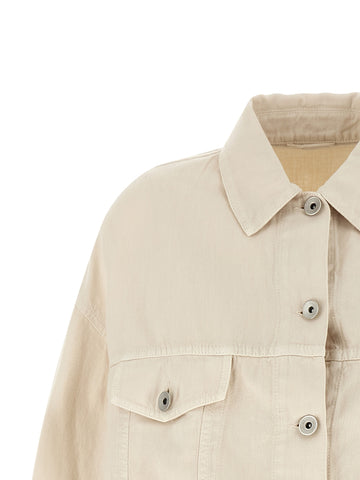 Beige Cotton Denim Jacket