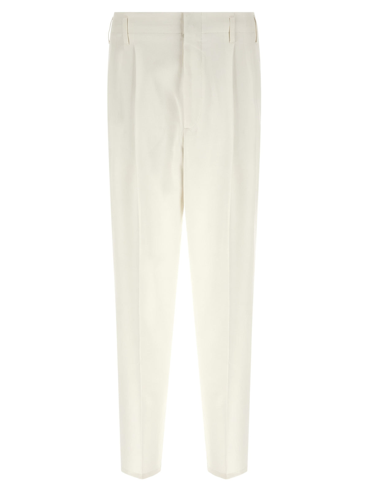 White Cotton Casual Pants