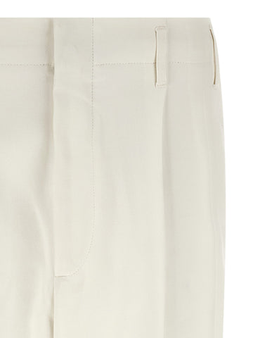 White Cotton Casual Pants