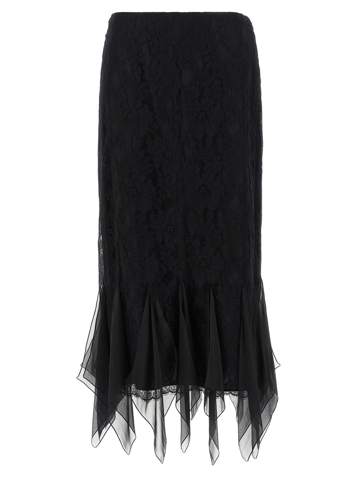 Black Cotton Midi Skirt