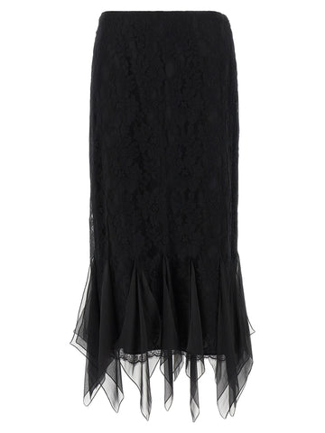 Black Cotton Midi Skirt