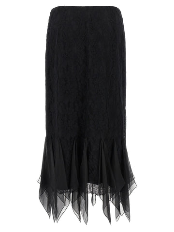 Black Cotton Midi Skirt