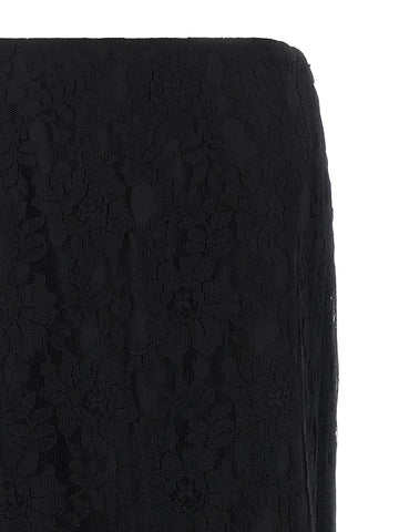 Black Cotton Midi Skirt