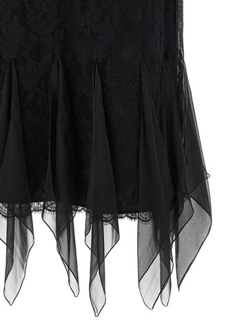 Black Cotton Midi Skirt