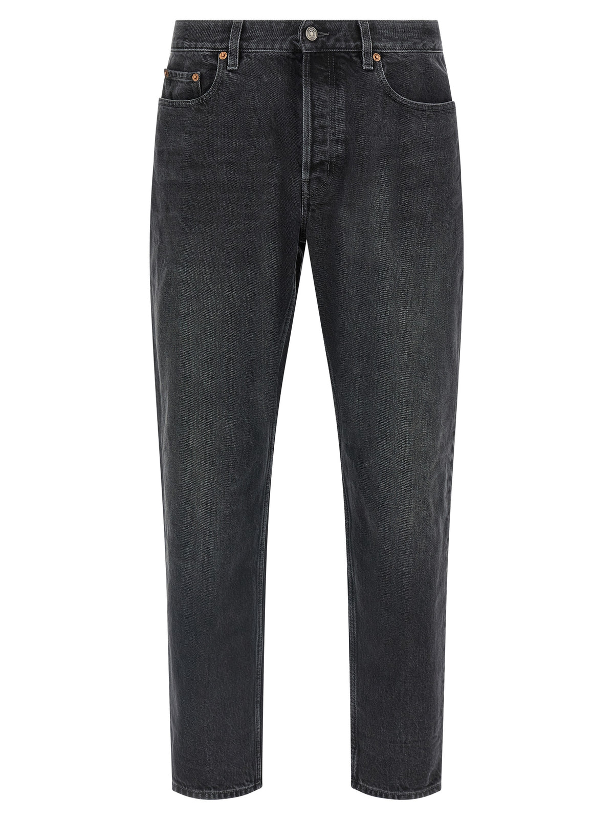 Black Cotton Straight-Leg Jeans