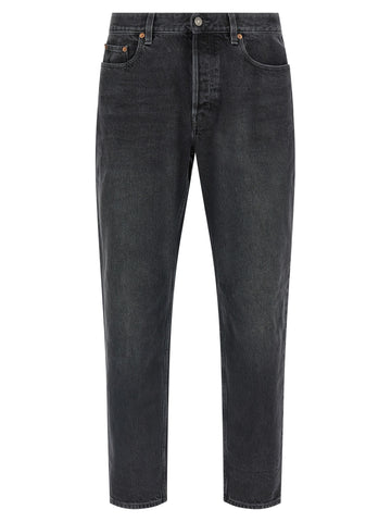 Black Cotton Straight-Leg Jeans