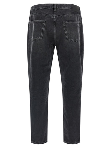 Black Cotton Straight-Leg Jeans