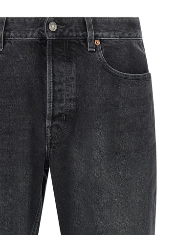Black Cotton Straight-Leg Jeans