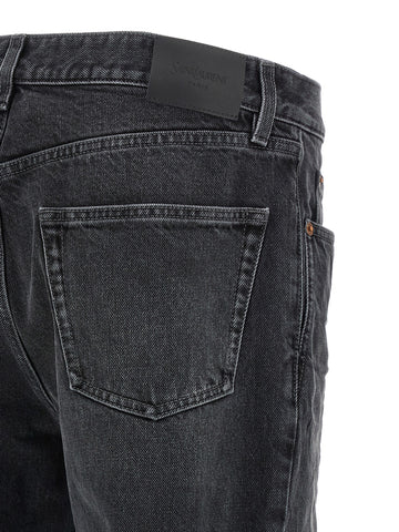 Black Cotton Straight-Leg Jeans
