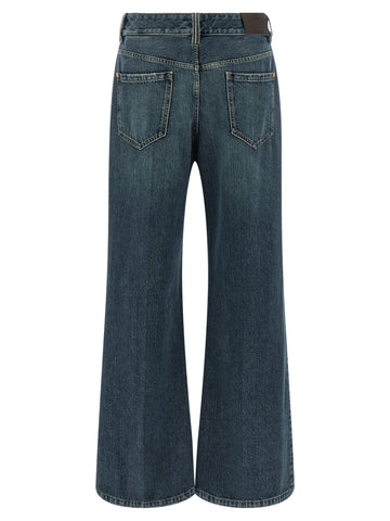 Blue Cotton Flared Jeans
