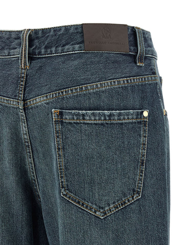 Blue Cotton Flared Jeans