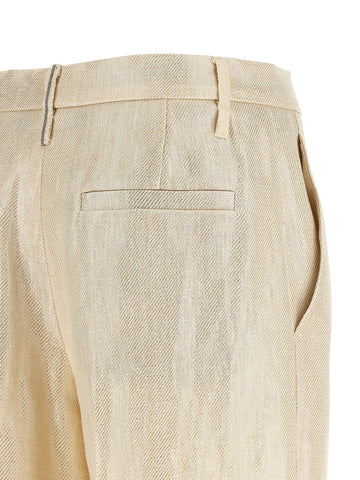 Gold Linen Casual Pants