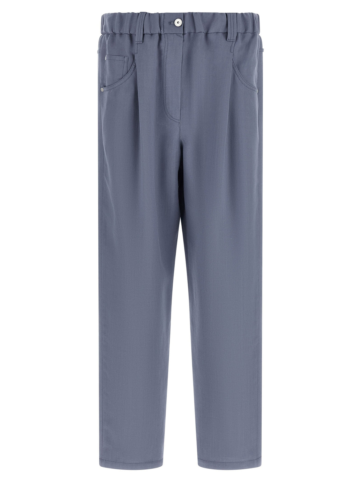 Blue Viscose Casual Pants