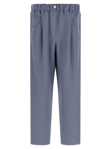 Blue Viscose Casual Pants