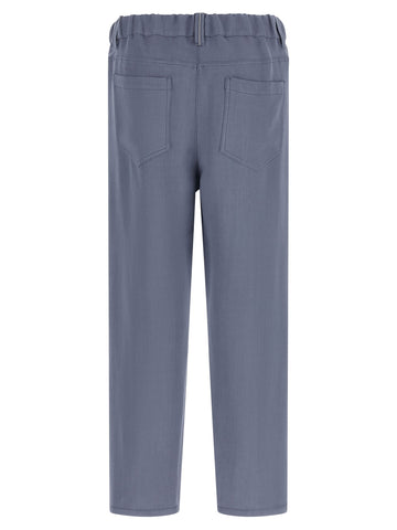 Blue Viscose Casual Pants