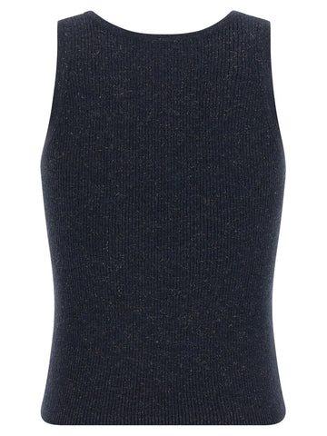 Blue Cashmere Sleeveles T-Shirt