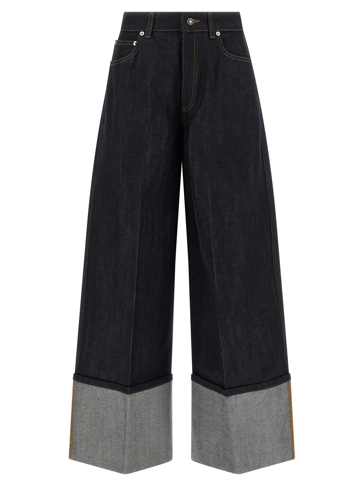 Blue Cotton Flared Jeans