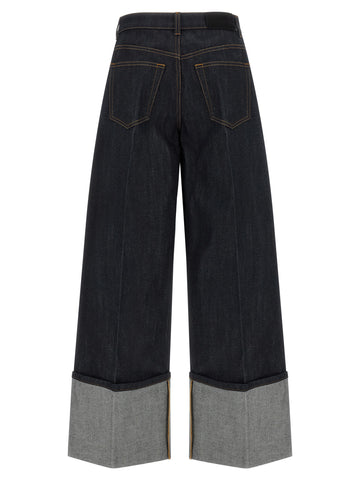 Blue Cotton Flared Jeans