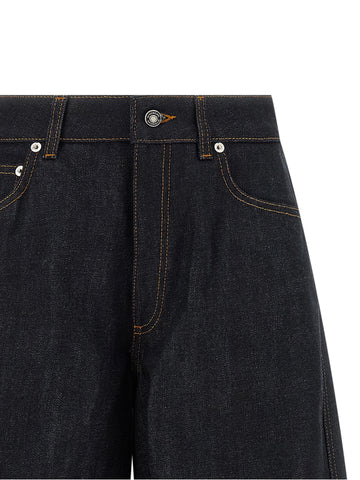 Blue Cotton Flared Jeans