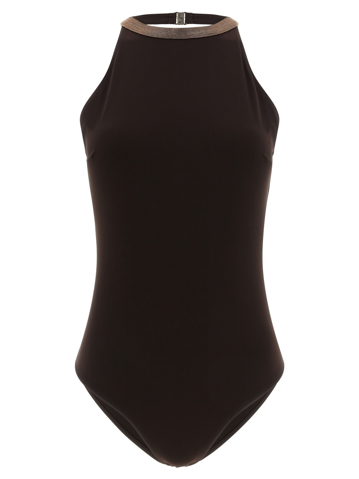 Brown Polyamide One-Piece Swimsuit