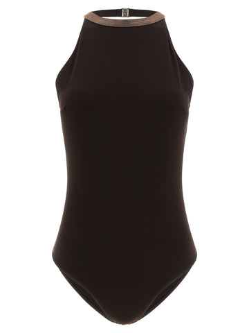Brown Polyamide One-Piece Swimsuit