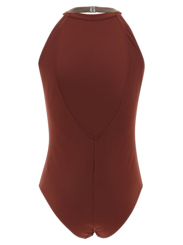 Bordeaux Polyamide One-Piece Swimsuit