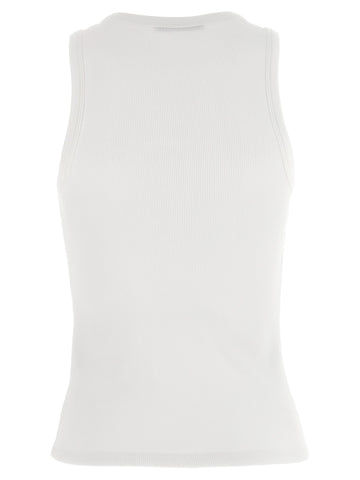White Cotton Sleeveles T-Shirt