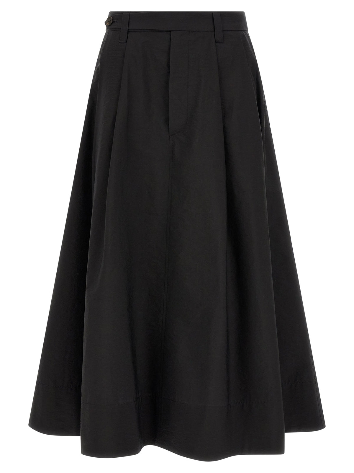 Black Cotton Midi Skirt