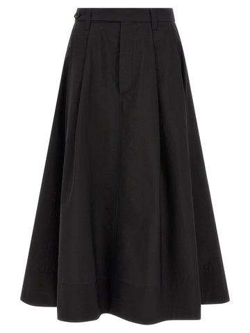 Black Cotton Midi Skirt