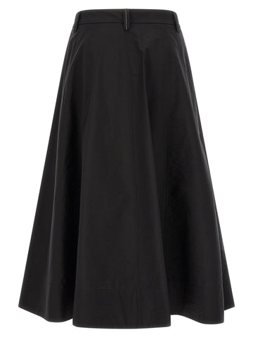Black Cotton Midi Skirt